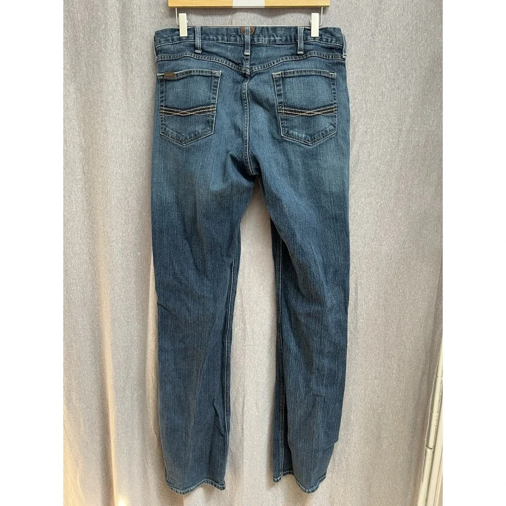 Ariat Rebar M5 Jeans Mens 36/38 Blue Slim Straight Denim Pants Casual Workwear